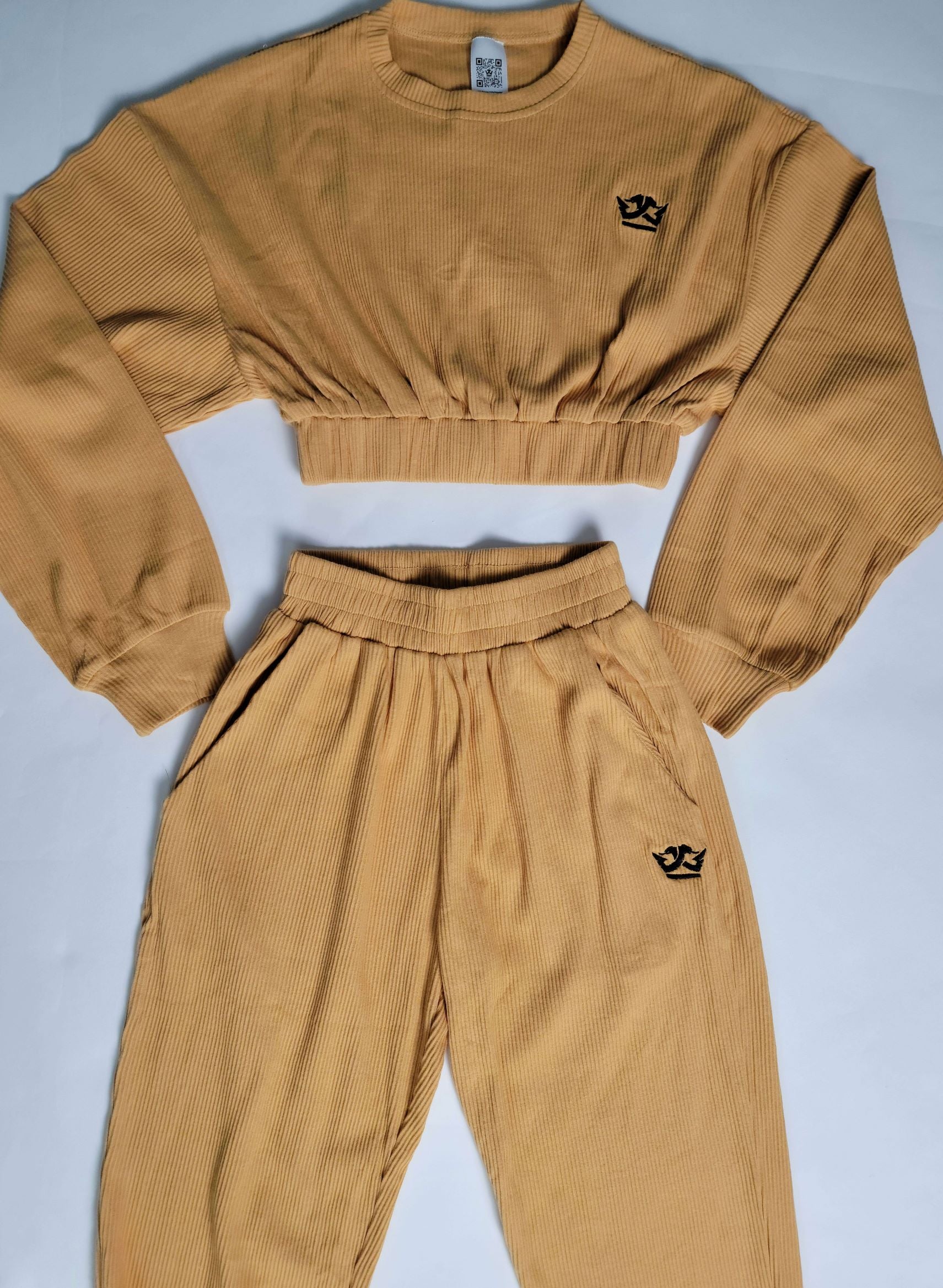 Cropped Top Jogger Set (Light Brown)
