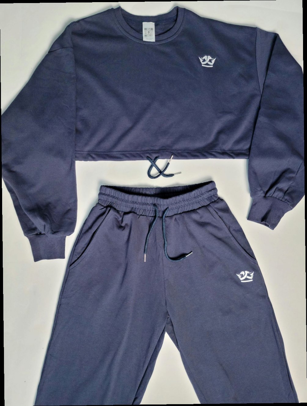 Cropped Top Jogger Set (Navy Blue)