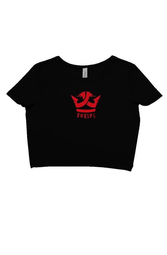 black crop tee red logo
