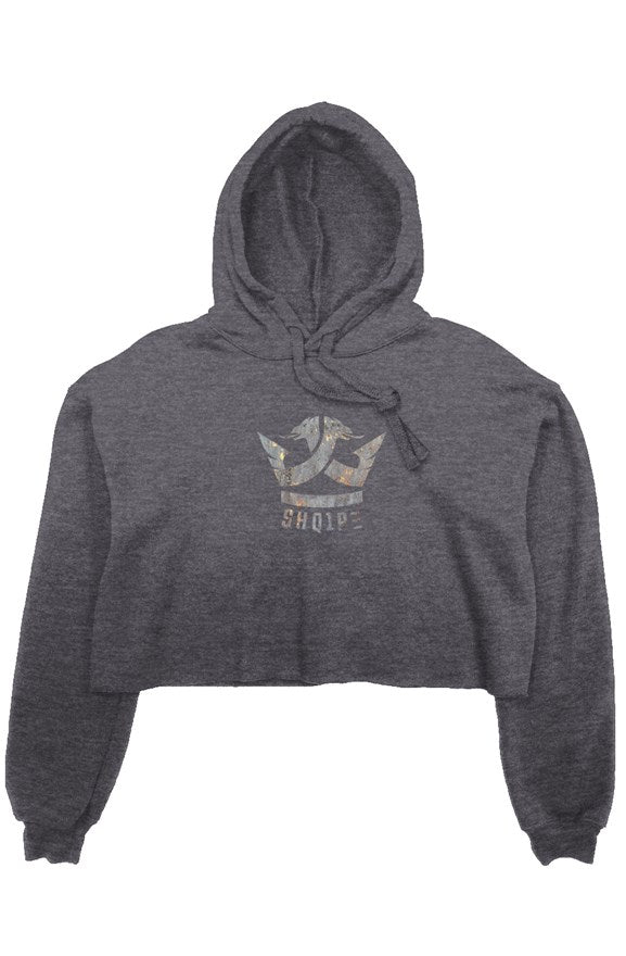 crop fleece hoodie gray
