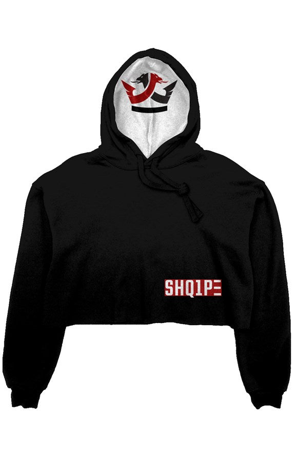 crop fleece hoodie black/full logo