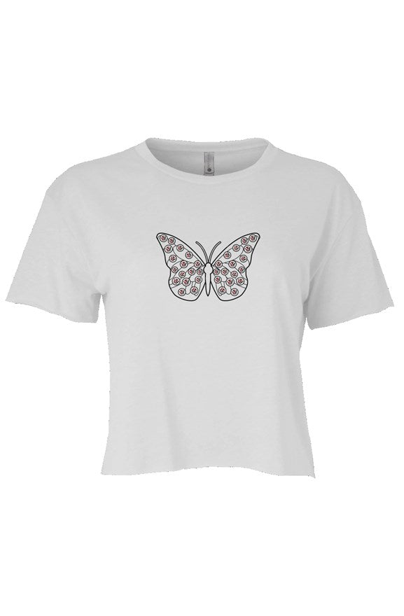 Shq1pe Butterfly Crop T- White