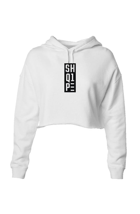 Lightweight Crop Hoodie-White/Black Logo