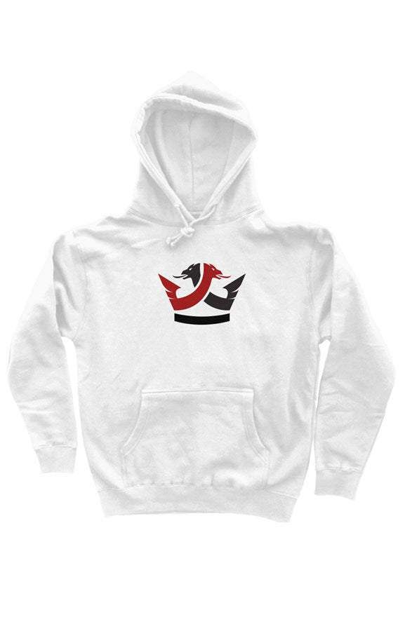 Pullover-Hoodie – (Weiß) Vollständiges Logo