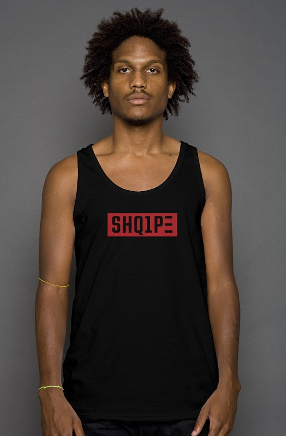 tank top-Black Red Text