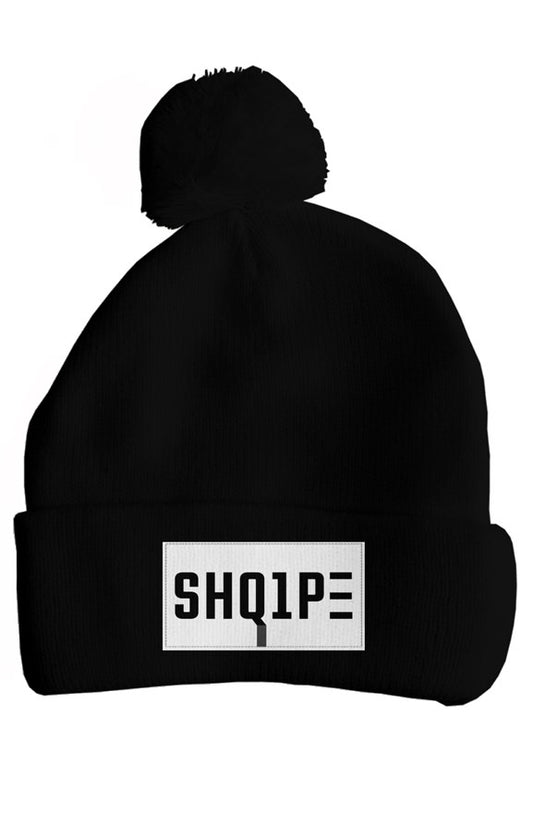 pom pom beanie_black logo