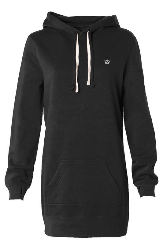 Hooded Sweatshirt Dress_Black/White Logo