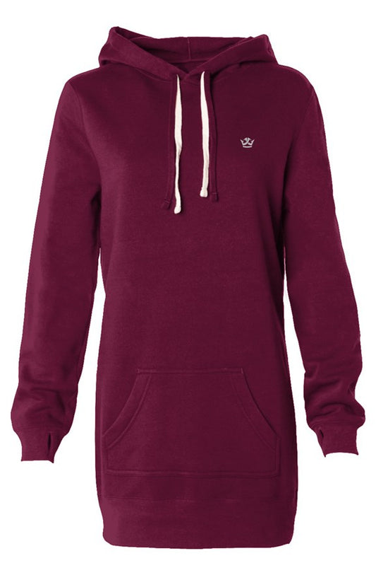 Hooded Sweatshirt Dress_Maroon/White logo