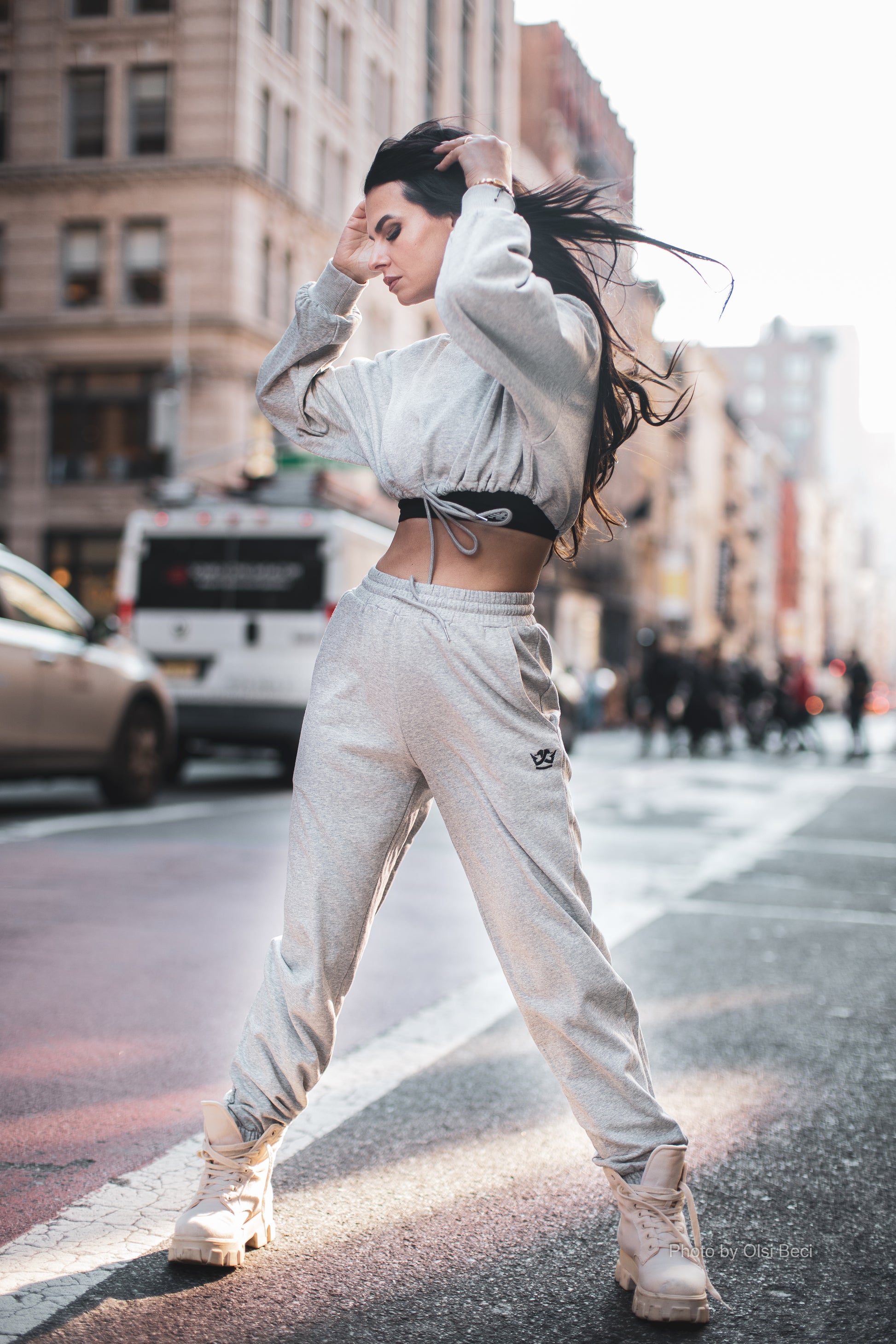 Cropped Top Jogger Set (Gray)