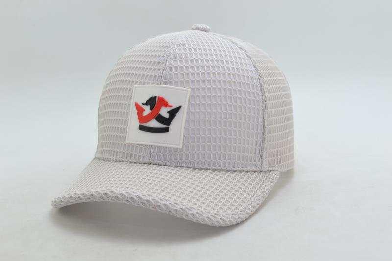 White Mesh Cap- Red/Black Logo
