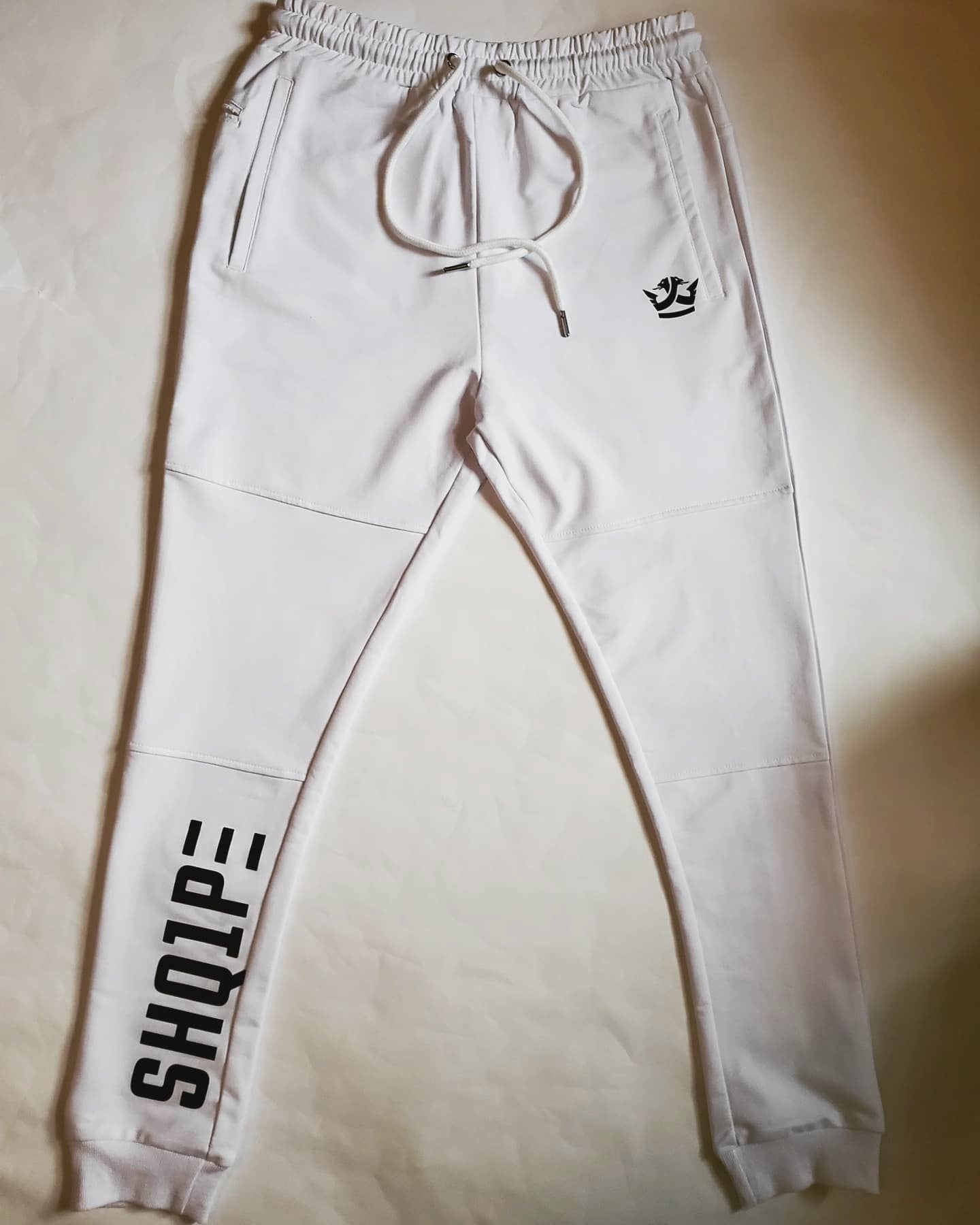 Streetwear Full Tracksuit - White (Black Logo)