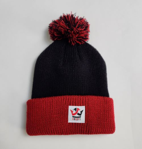 Pom Pom Beanie Black/Red