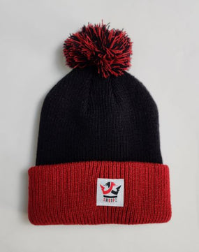 Pom Pom Beanie Black/Red