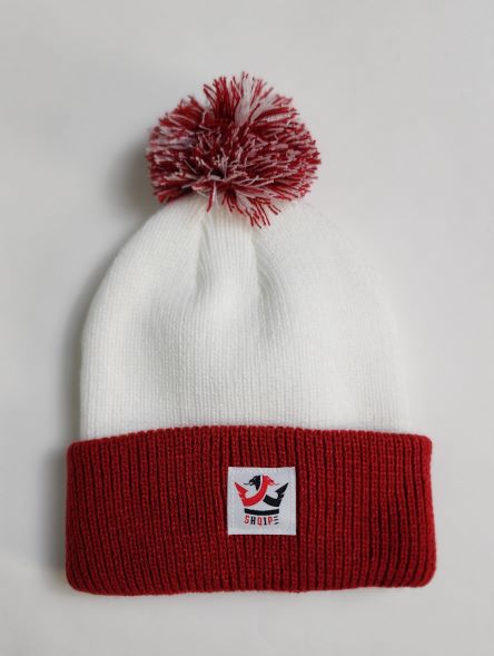 Pom Pom Beanie White/Red