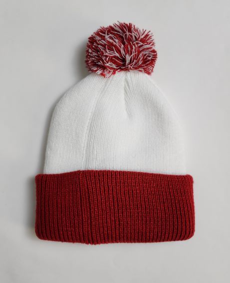 Pom Pom Beanie White/Red