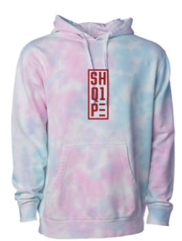 Tie Dye Cotton Candy Hoodie-Red Text