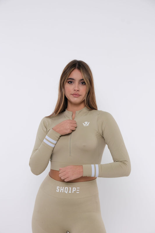 Women's Casual 2 Piece Tracksuit - Beige