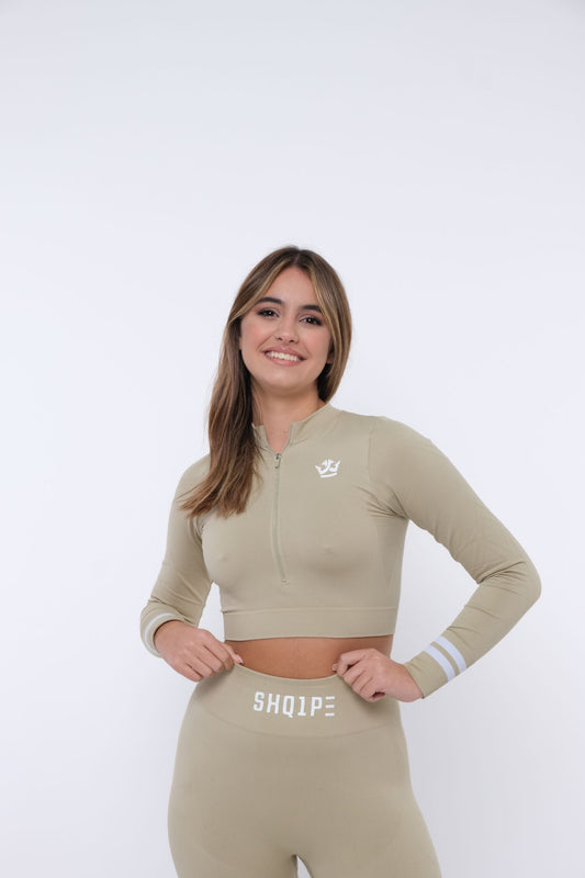 Women's Casual 2 Piece Tracksuit - Beige