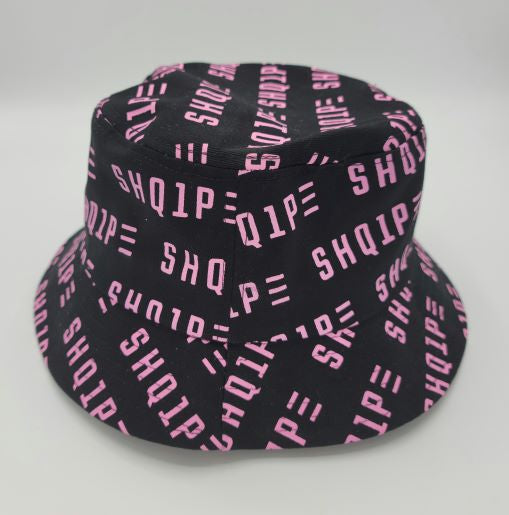 Bucket Hat (Black/Pink Text)