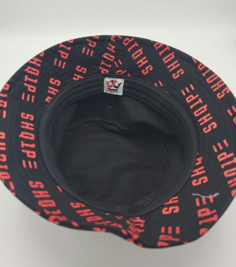Bucket Hat (Black/Red Text)