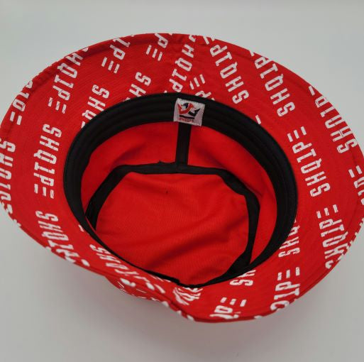 Bucket Hat (Red/White Text)